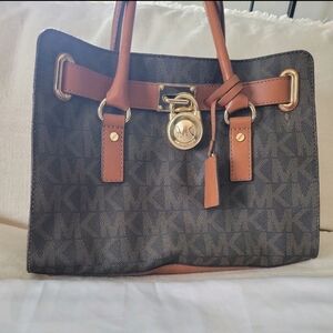 Michael Kors Hamilton  Leather Bag Brown Logo with Dust Bag